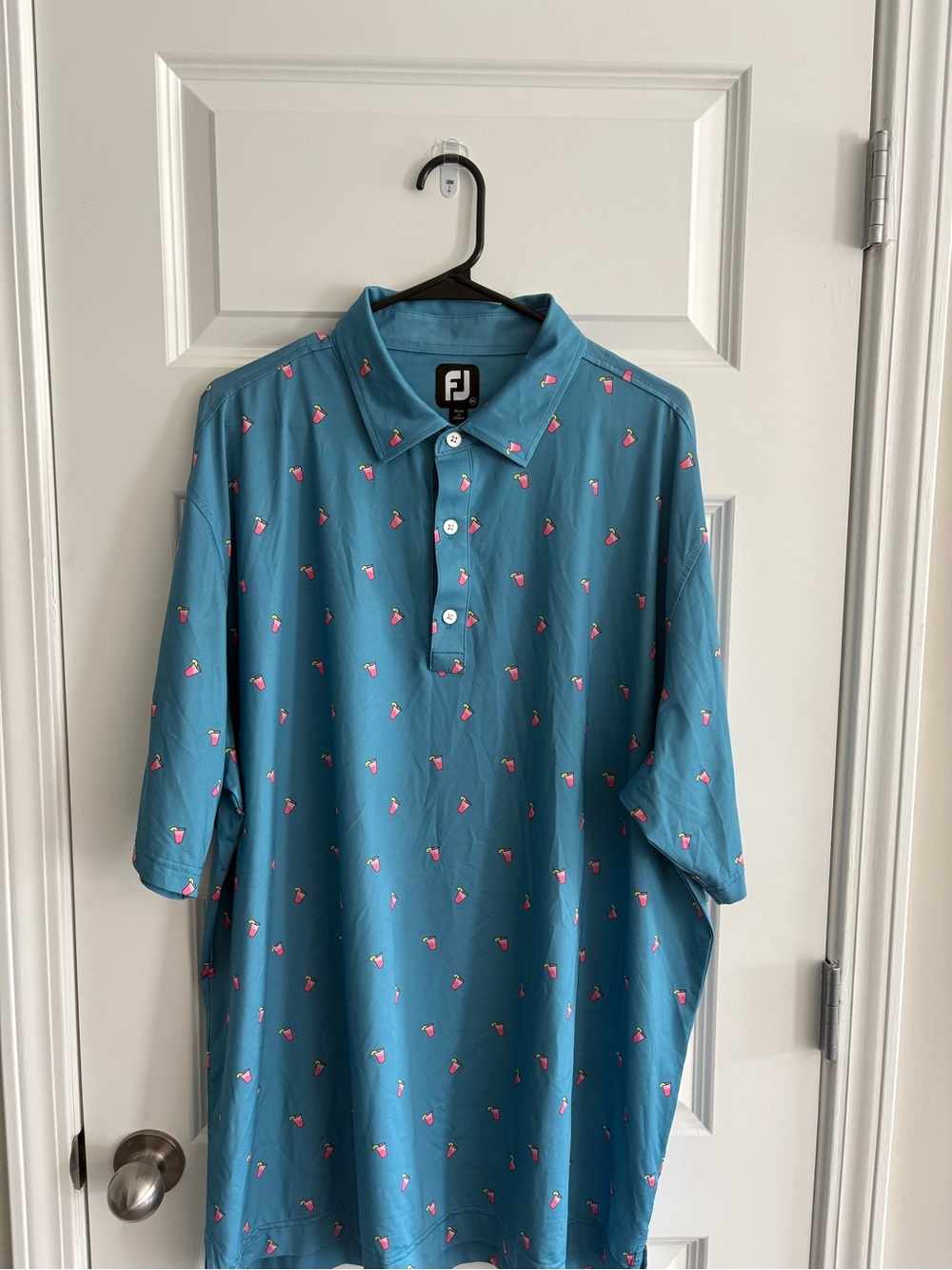 FootJoy Blue Polo with Pink Micro Print